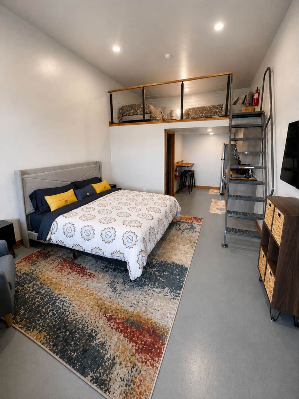 Open concept entrance showing the modern cabin layout in the Black Hills, SD.