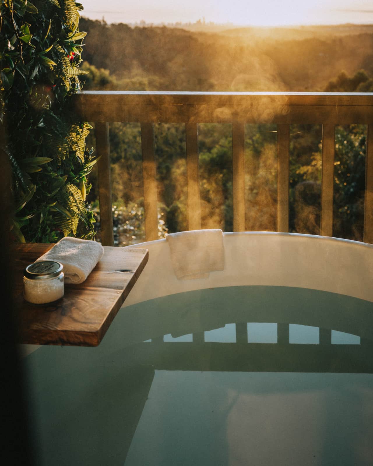 There's no better way to start the day than a sunrise soak in the private open-air bath.