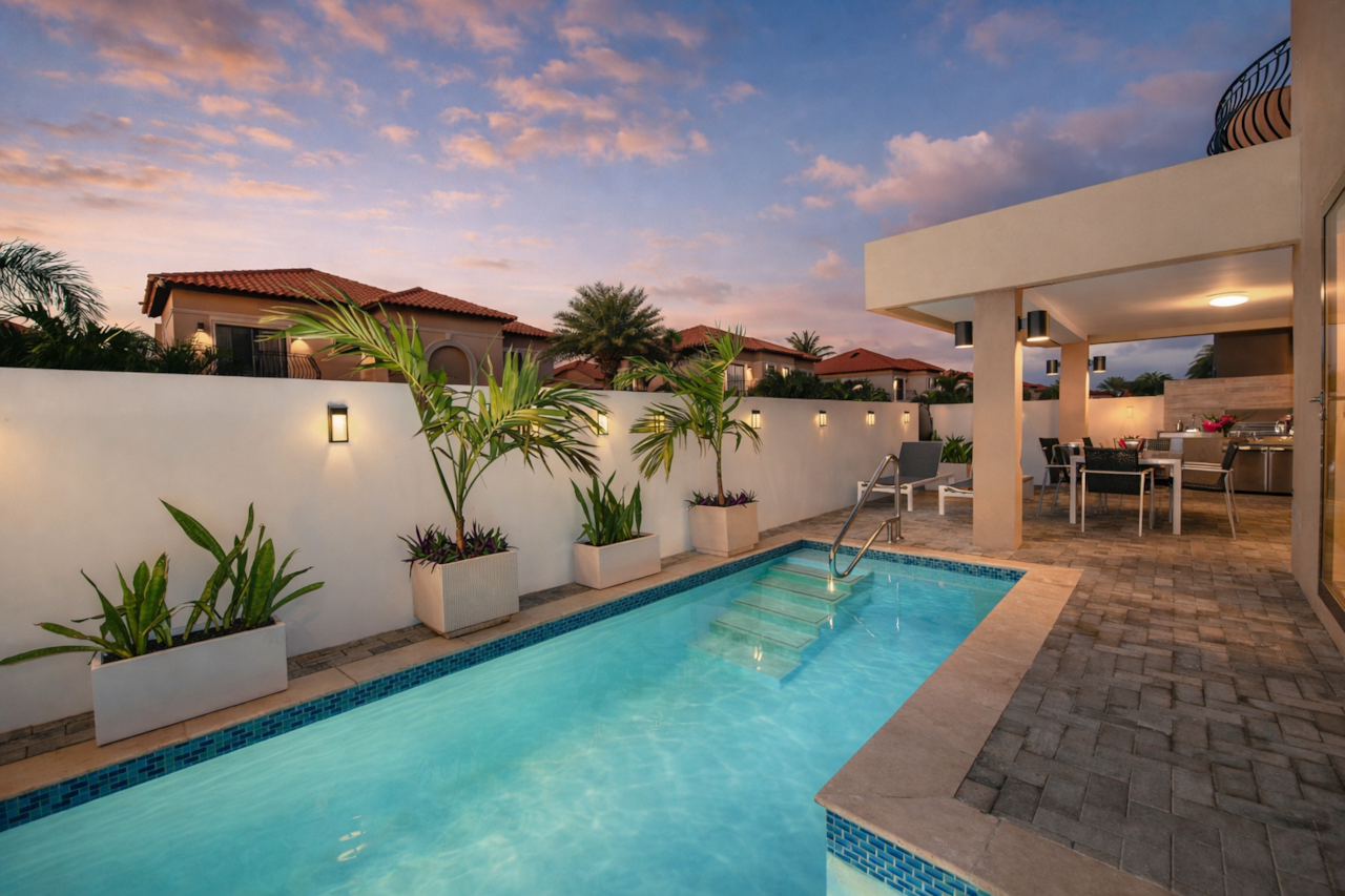 Private backyard with pool