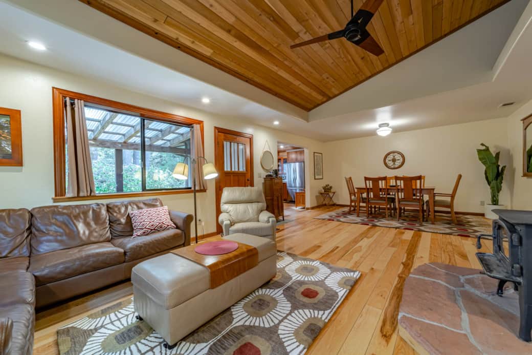 Dining area adjoins living room near kitchen