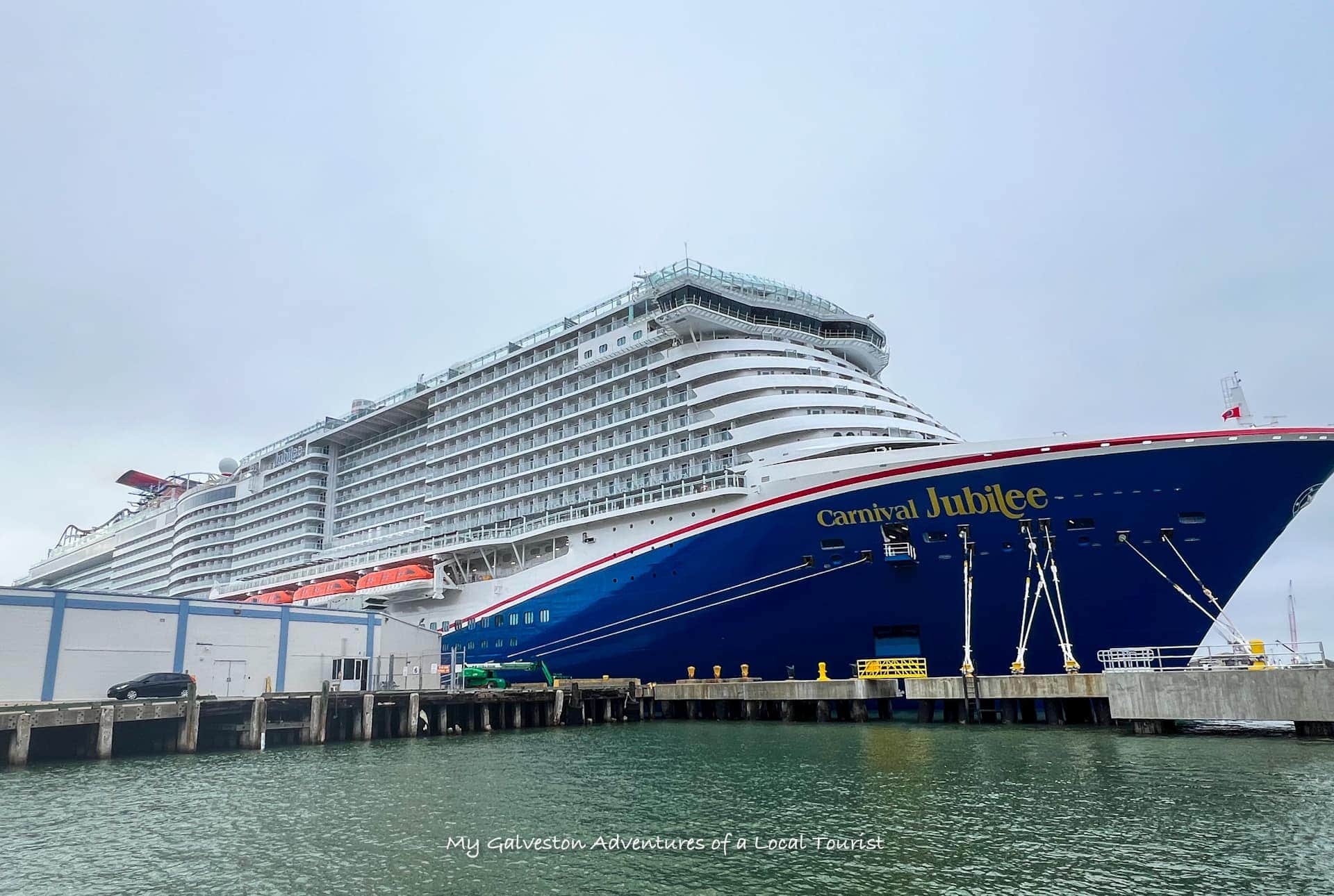 Carnival Jubilee cruise ship docked at the Port of Galveston in Texas
