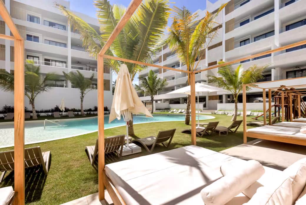 Luxury Poolside Lounge Area at Gardenia Condos in Punta Cana