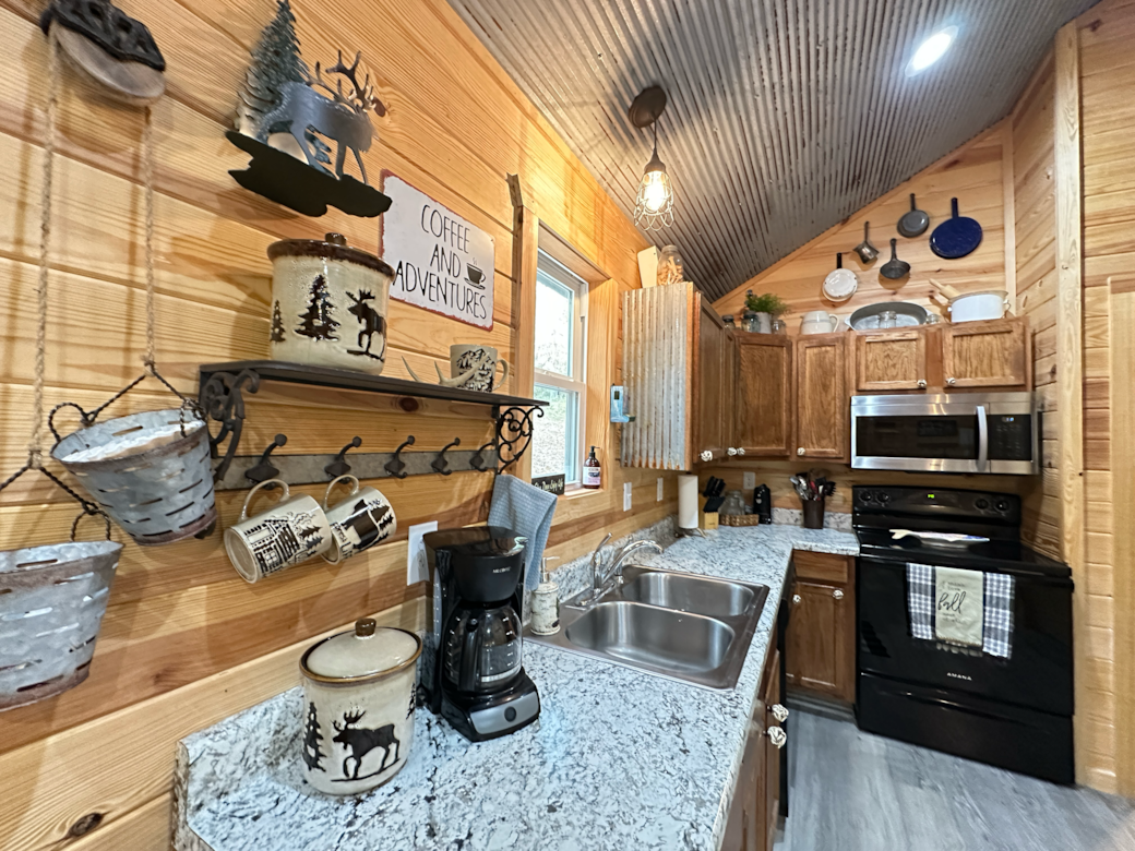 The hideaway kitchen and dining area