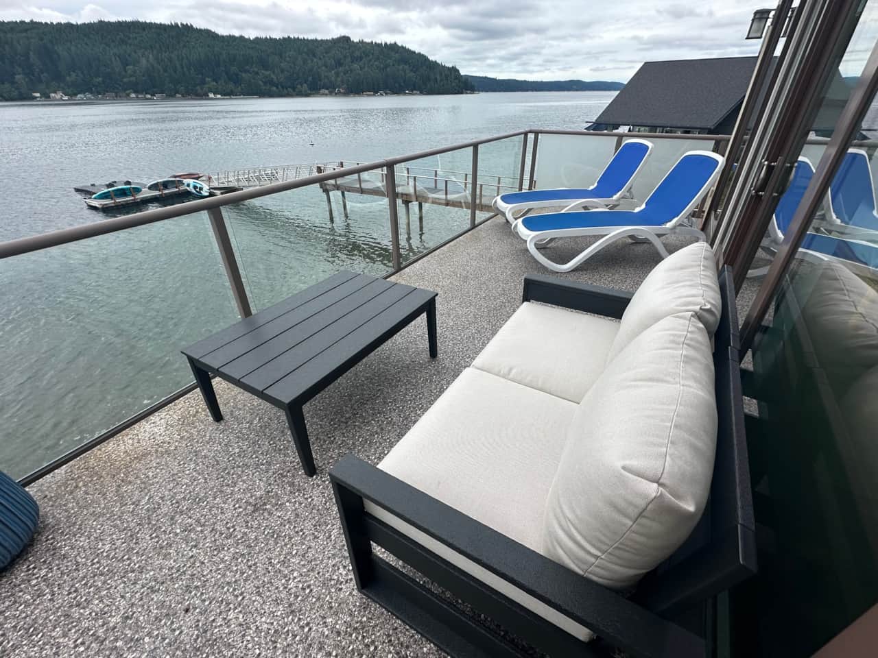 Large balcony with comfortable furniture and stunning panorama views