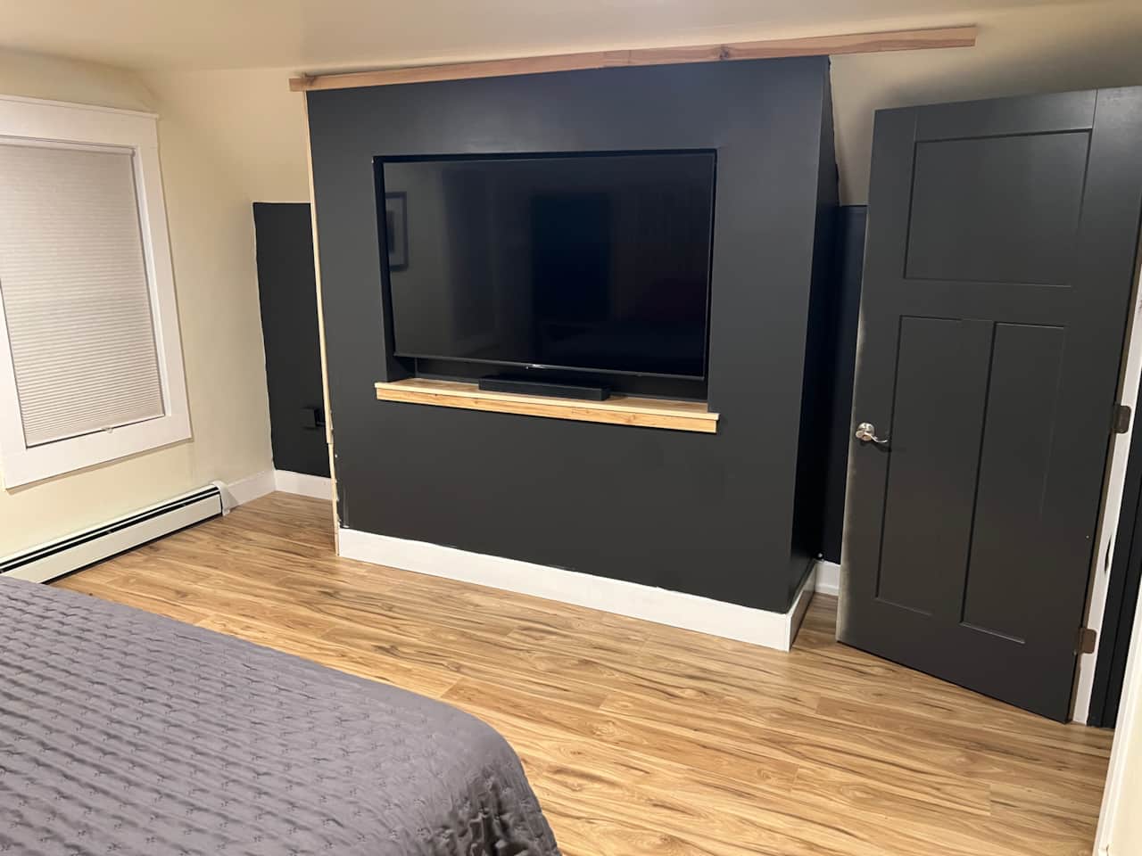 Bedroom also to have ample closet space and a large TV