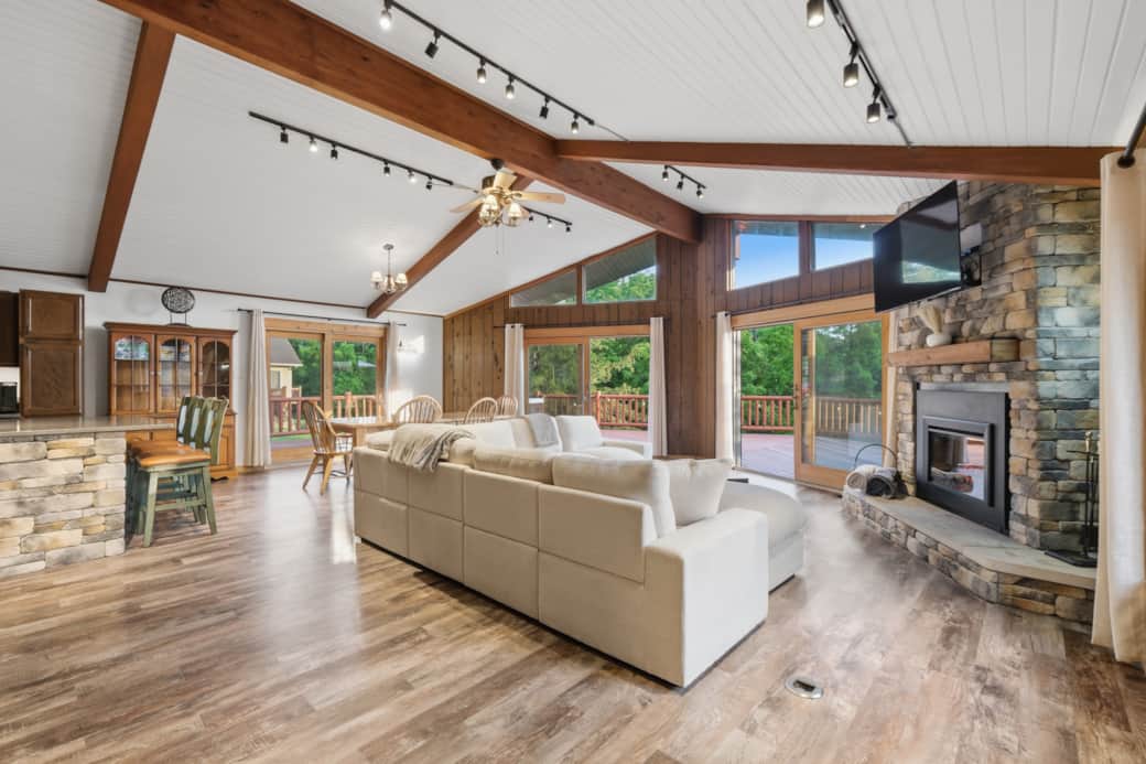 Oakmont Galena Living Room & Stone Fireplace