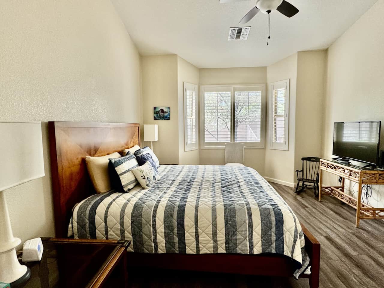 Master bedroom with king and TV