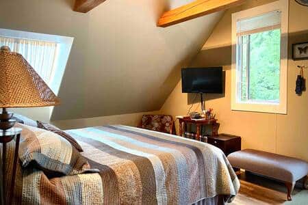 Large Bed and DVD Player