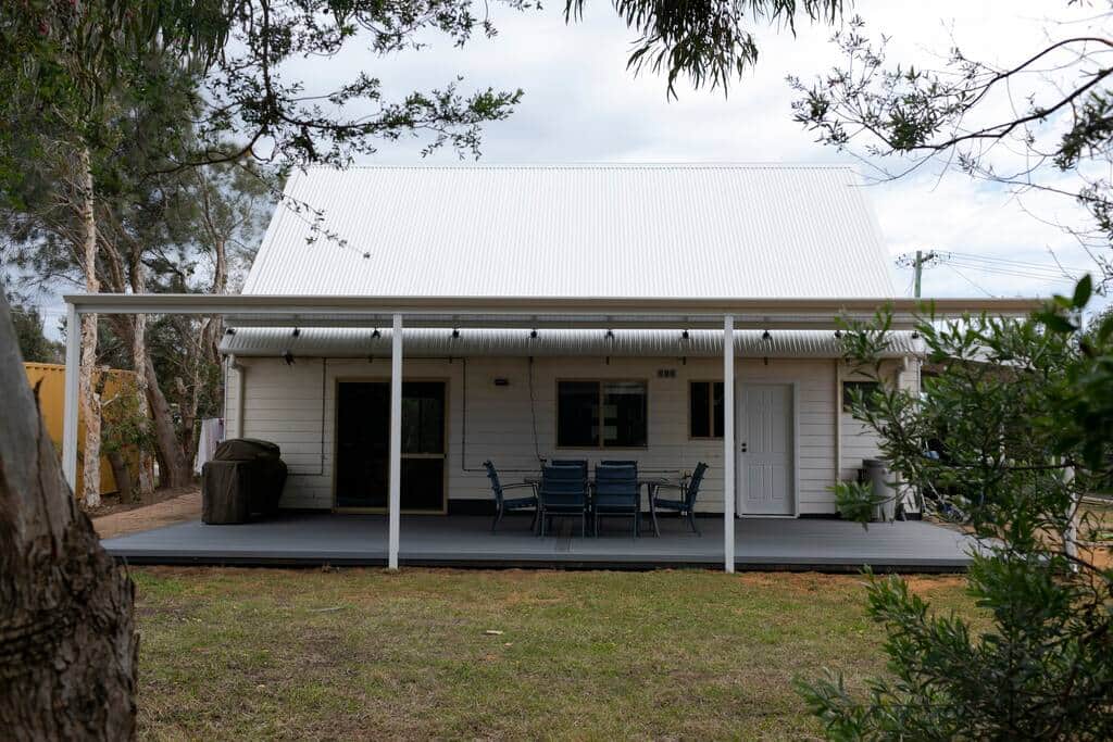 The deck and patio, added to the house October 2018.