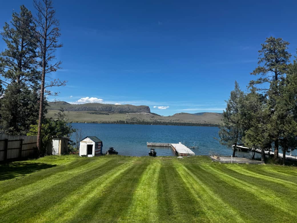 Edited lawn striped lake view