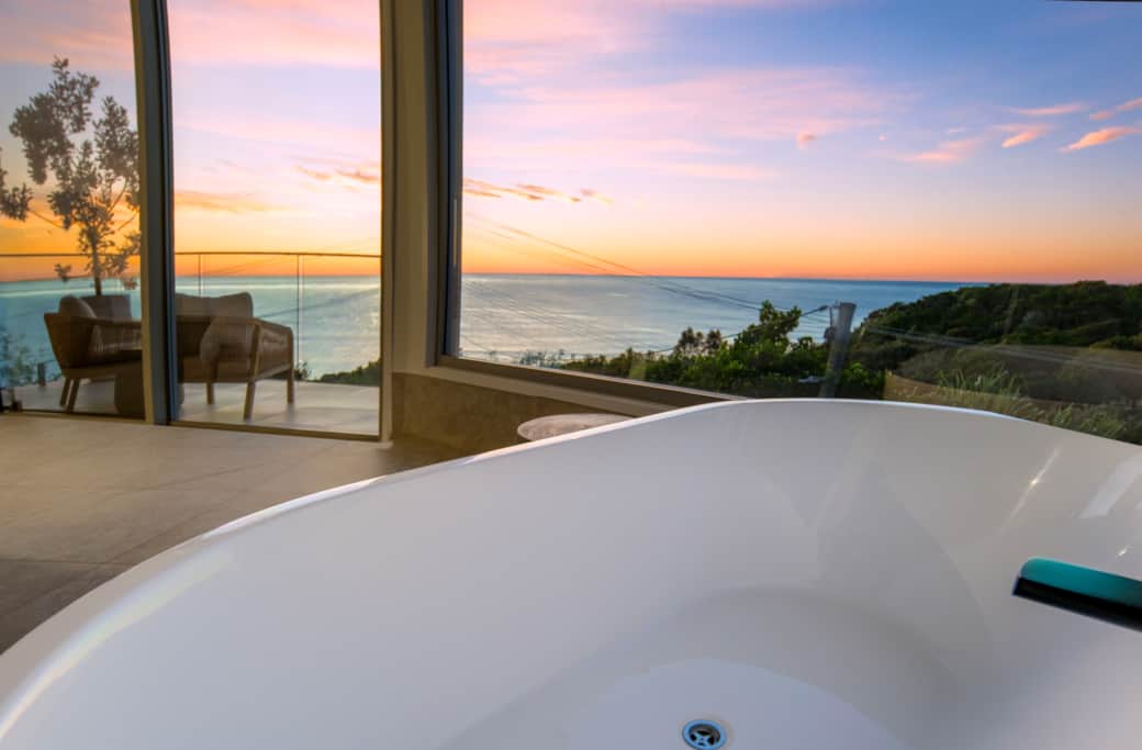 Private bath with ocean views