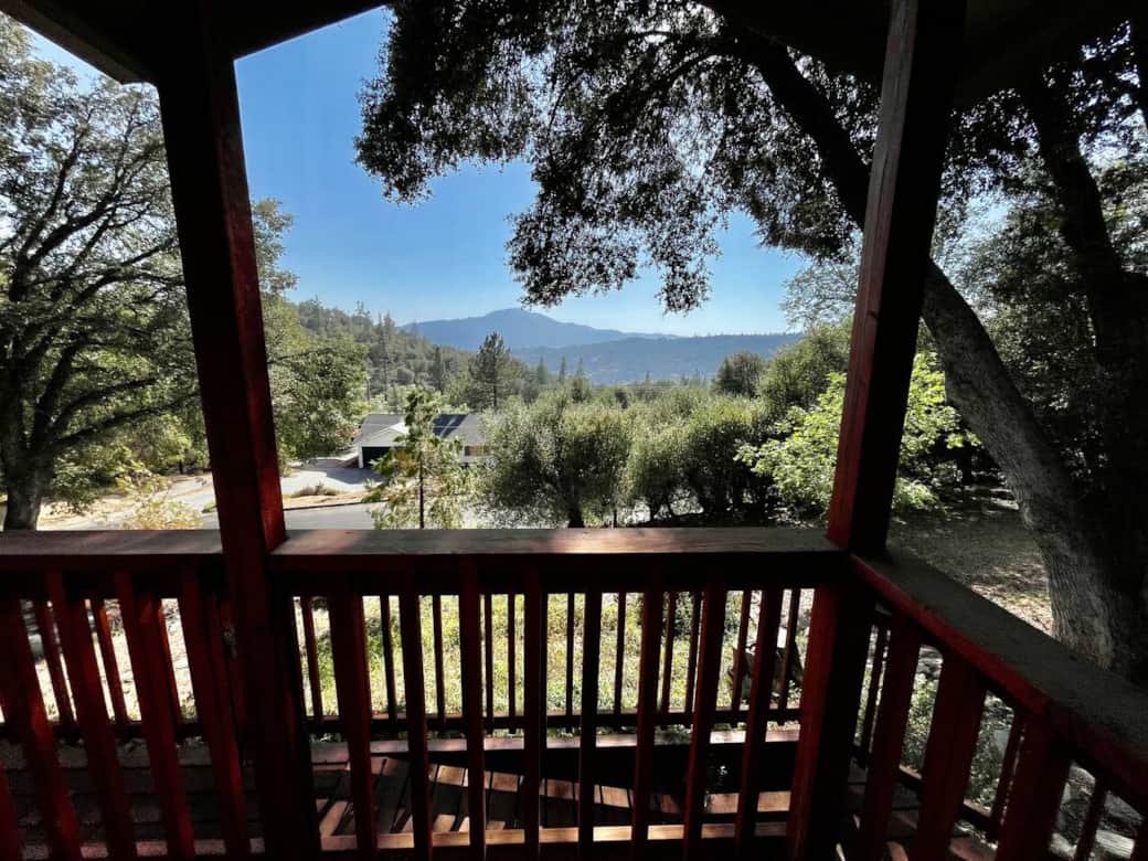 Take in the beautiful mountain views from the front deck of the home.