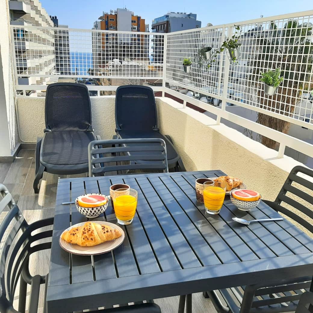 Enjoy breakfast on the balcony