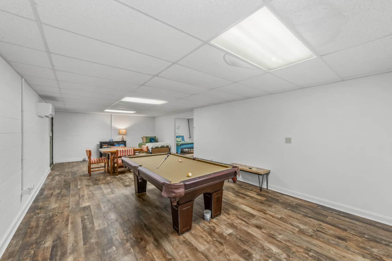 Downstairs game room Billiard table.