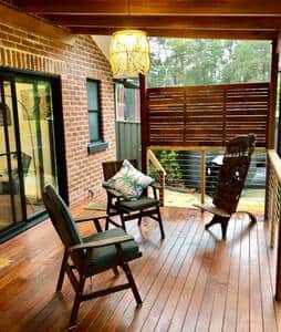 Large deck with room for entertaining and lounging.