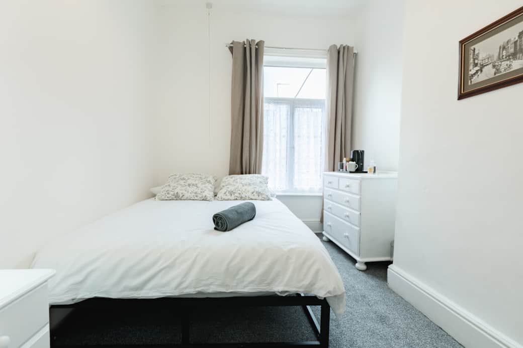 Private bedroom with door lock and key