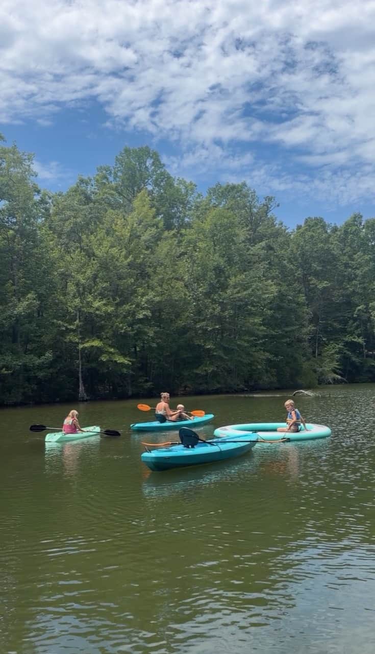 Floating water hammock on Lake Martin
