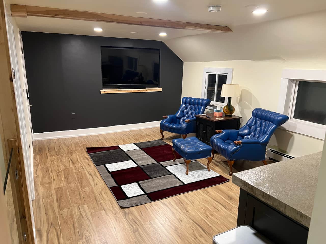 The living area is spacious and comfortable.