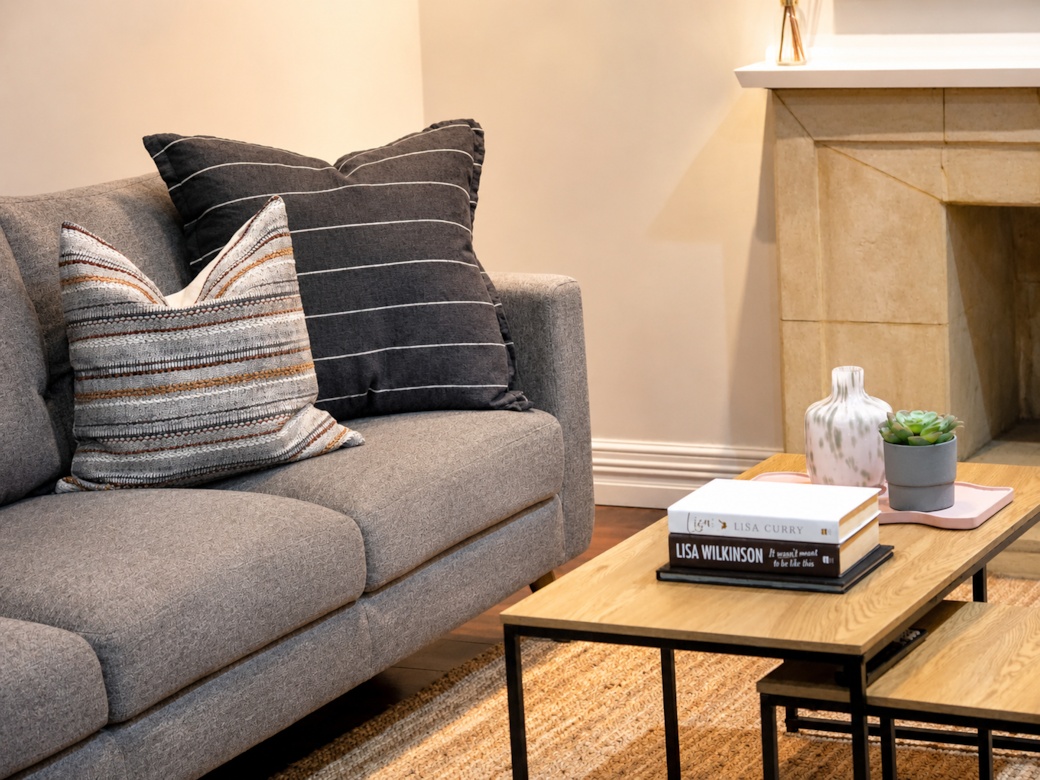 Cozy living room with warm accents