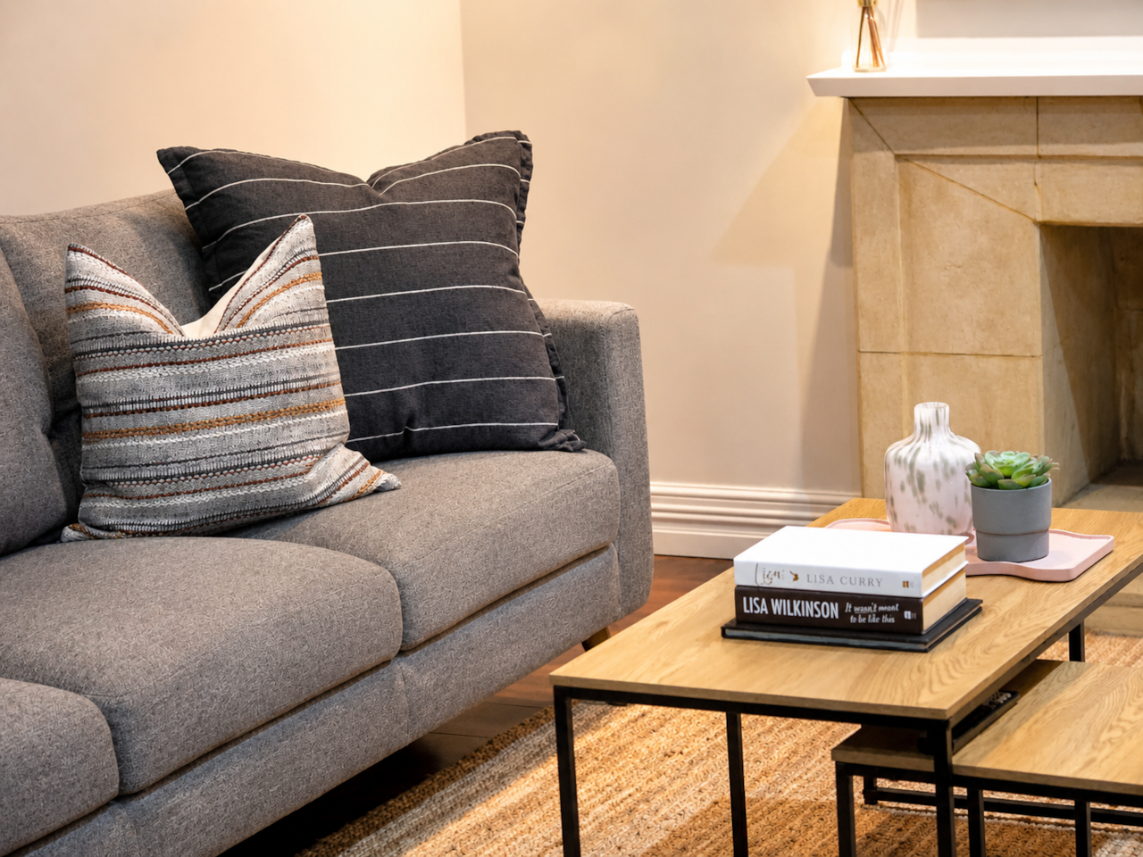 Cozy living room with warm accents