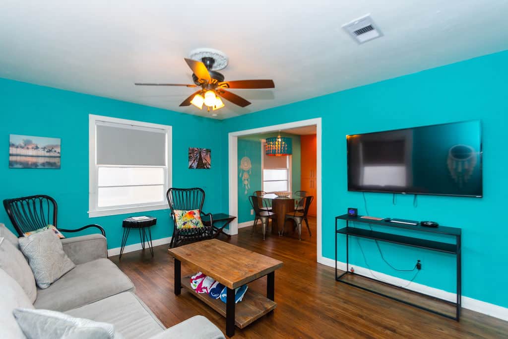 Hideaway full living area with entertainment center. Hideaway full living area with entertainment center.