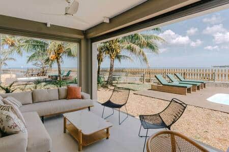Terrace leading to Swimming pool and Beach 