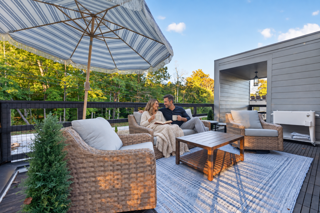 Cozy up with coffee and a good book on the rooftop lounge