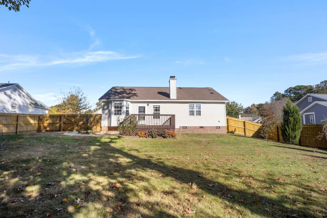 Fenced in Back Yard with Deck