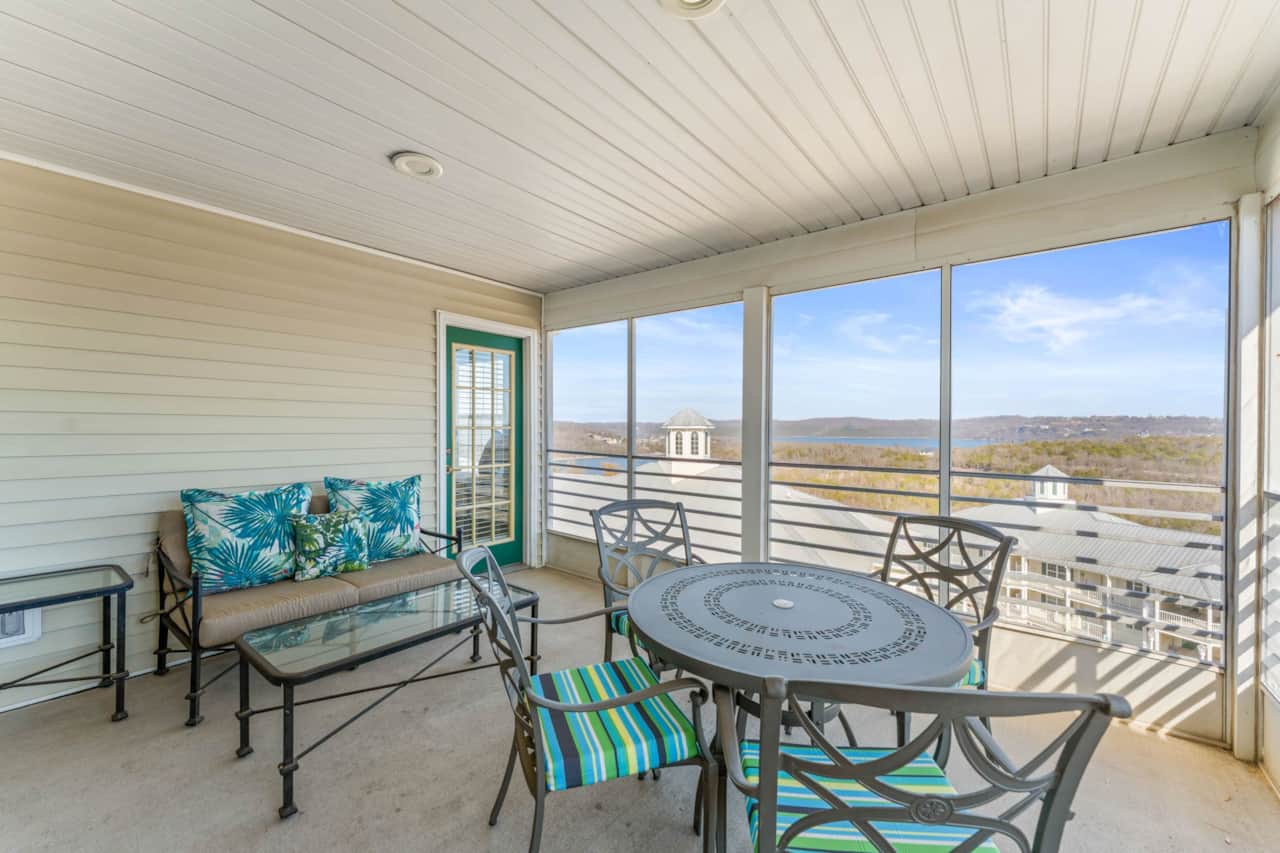 Screened porch with a view