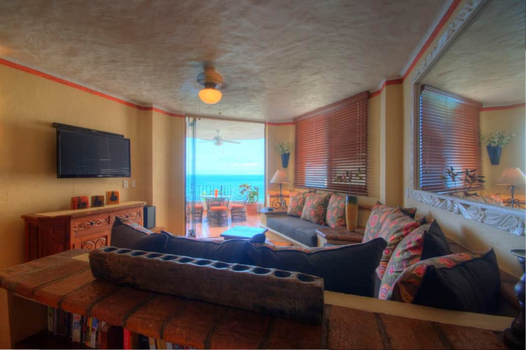 Open-concept living with direct access to the balcony