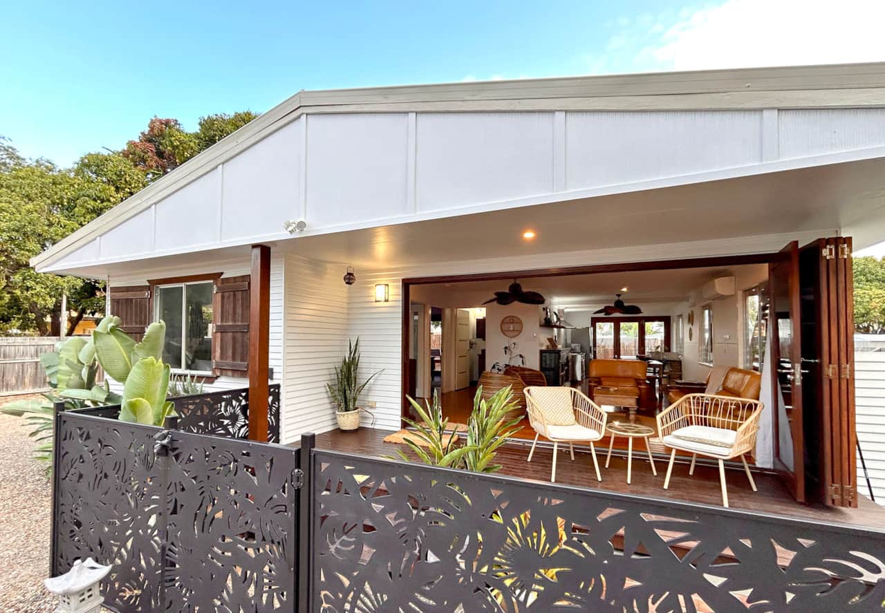 Beachfront looking in to open plan living.