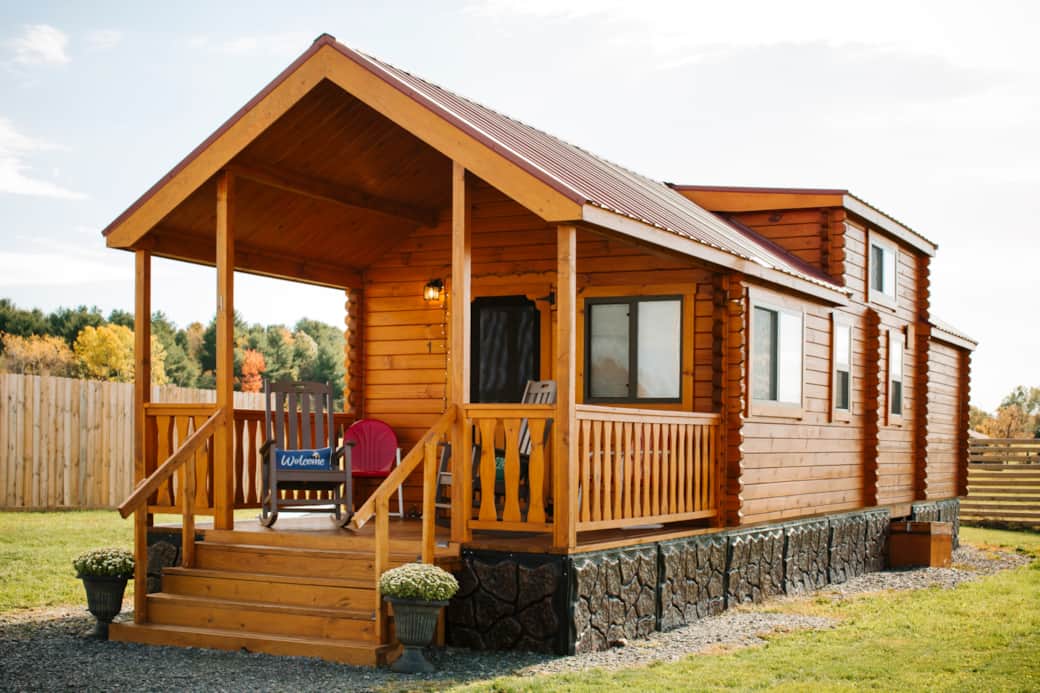 Cabin front with flowers