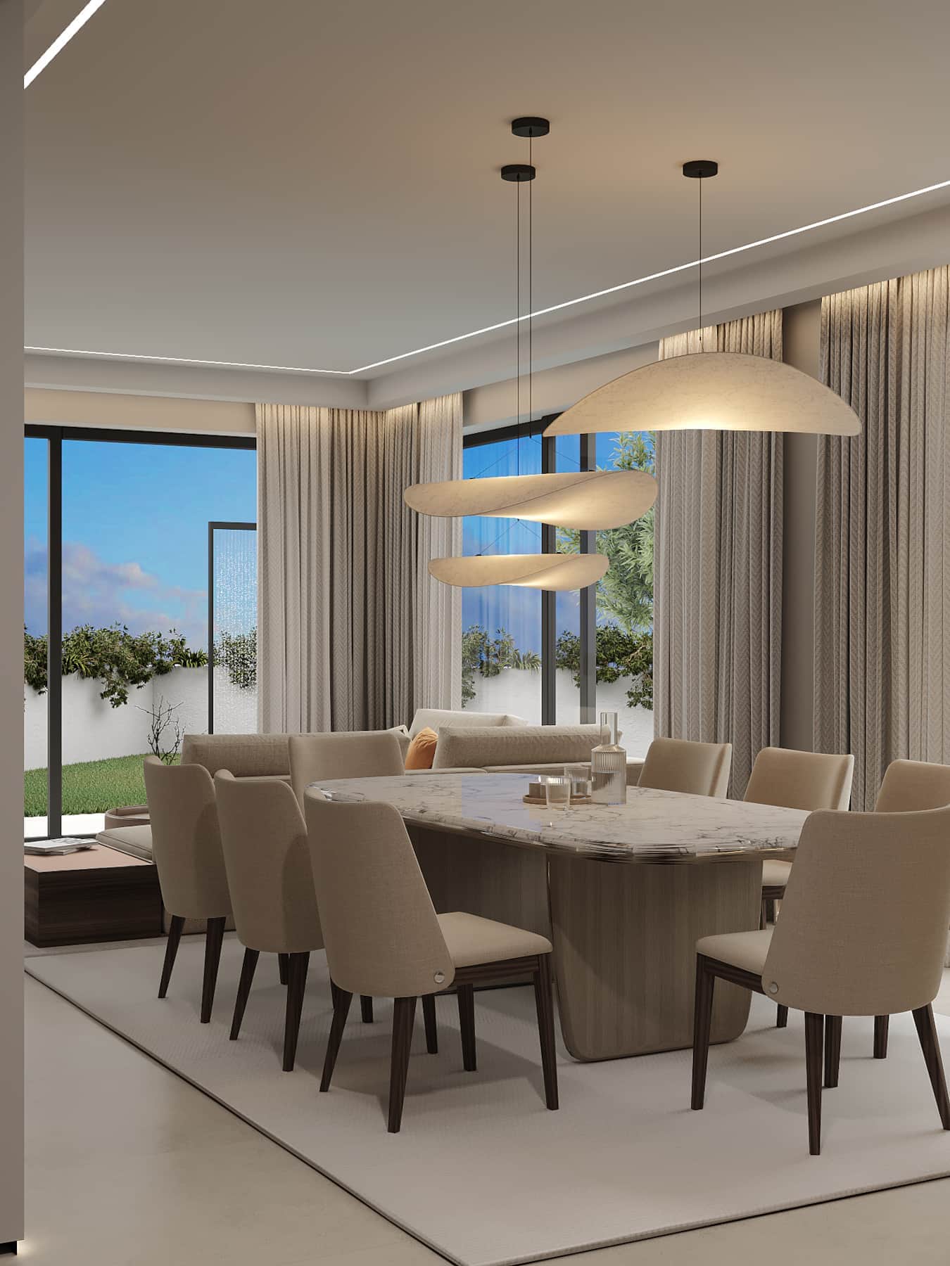 Open dining area with Laskasas dining table for eight in AZULIS Villa Aramis, Golfo Aranci, by RENTAL12