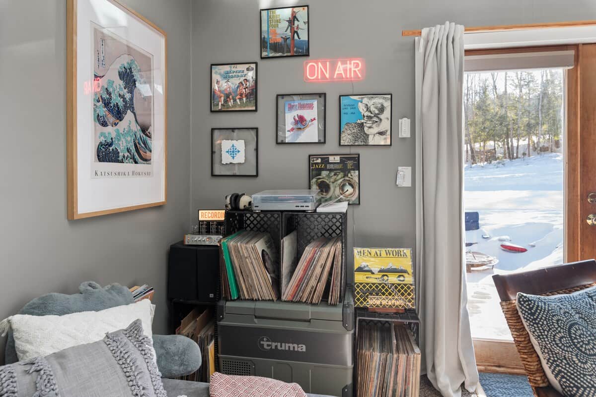 Vinyl record collection.