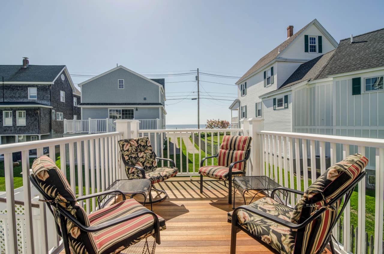 Outdoor seating on deck