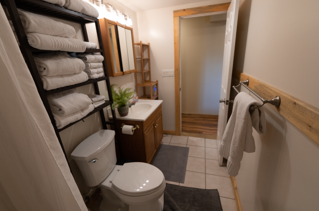 bathroom shower with bath