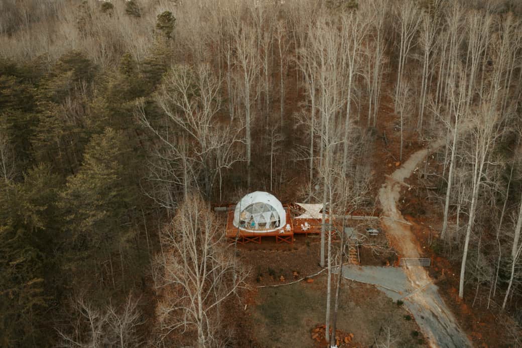 Our 30 ft dome offers tons of luxury but gives you the glamping experience Our 30 ft dome offers tons of luxury but gives you the glamping experience