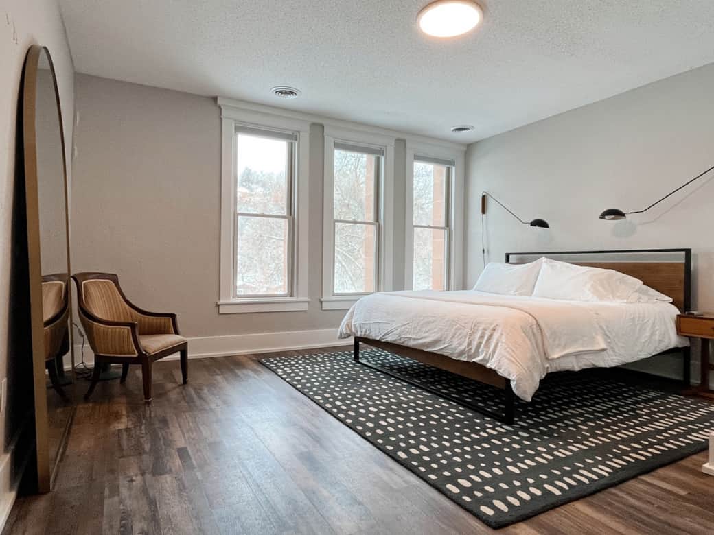 Our king-sized bed is the perfect place to sleep in!