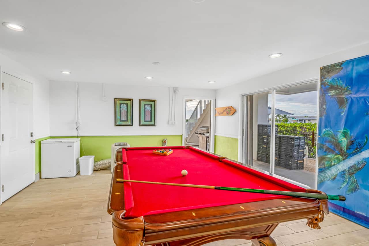 Pool table and deep freezer