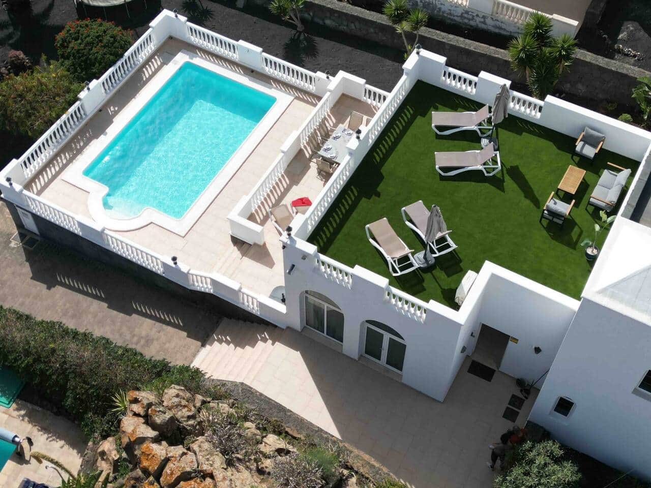 Luxury villa with heated pool in Tías Lanzarote with private terrace and sea views