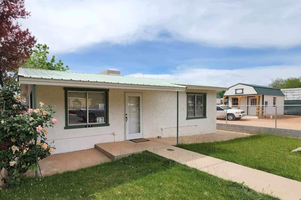 The outside of the 2 bedroom house