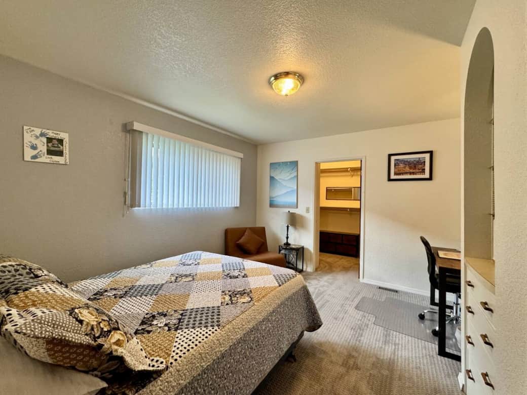 Queen/Large Double Bed, Chair is convertible to a Single Bed and a Dressing Room