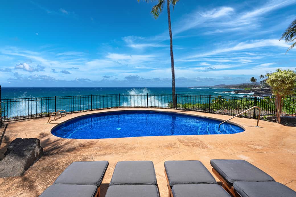 Private pool with loungers
