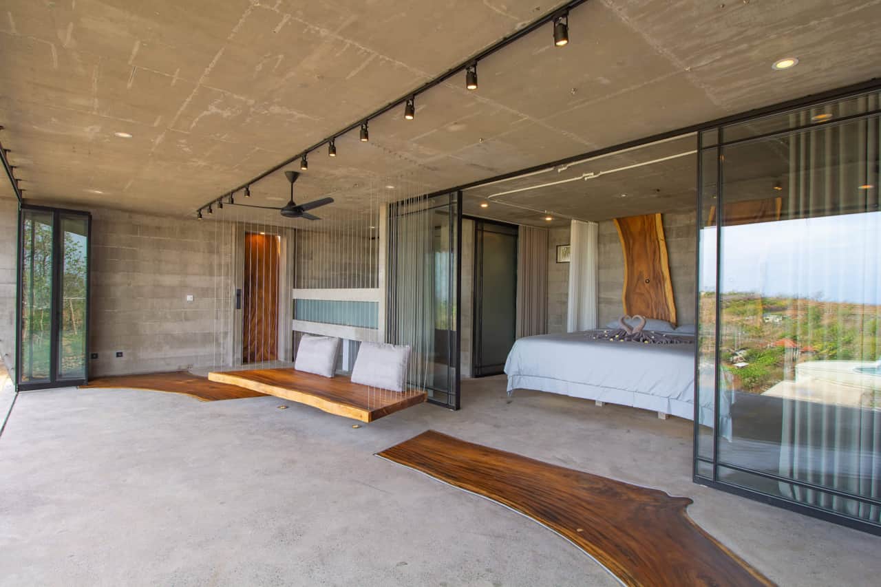 Separate bedroom with AC and lounge with swing bench