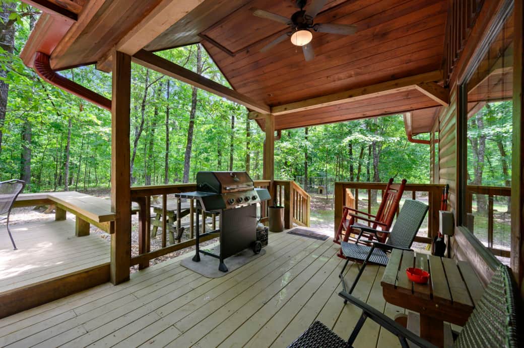 Back deck showing grill and chairs