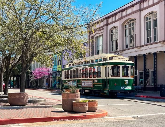 Row of historic Victorian homes in Galveston’s East End Historic District
