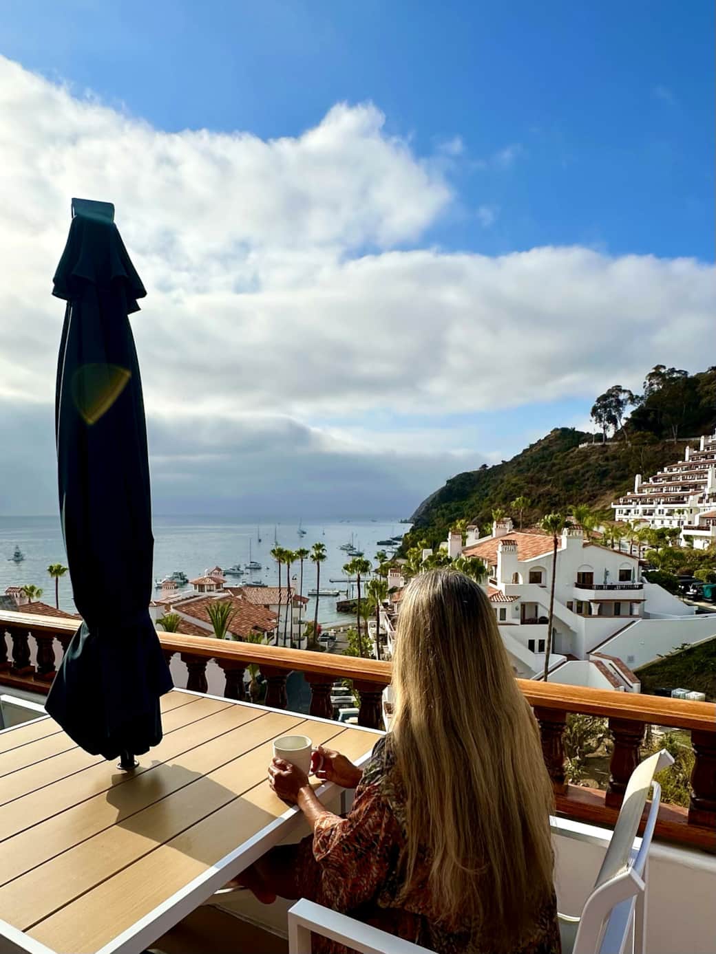 Morning coffee with a Catalina ocean view