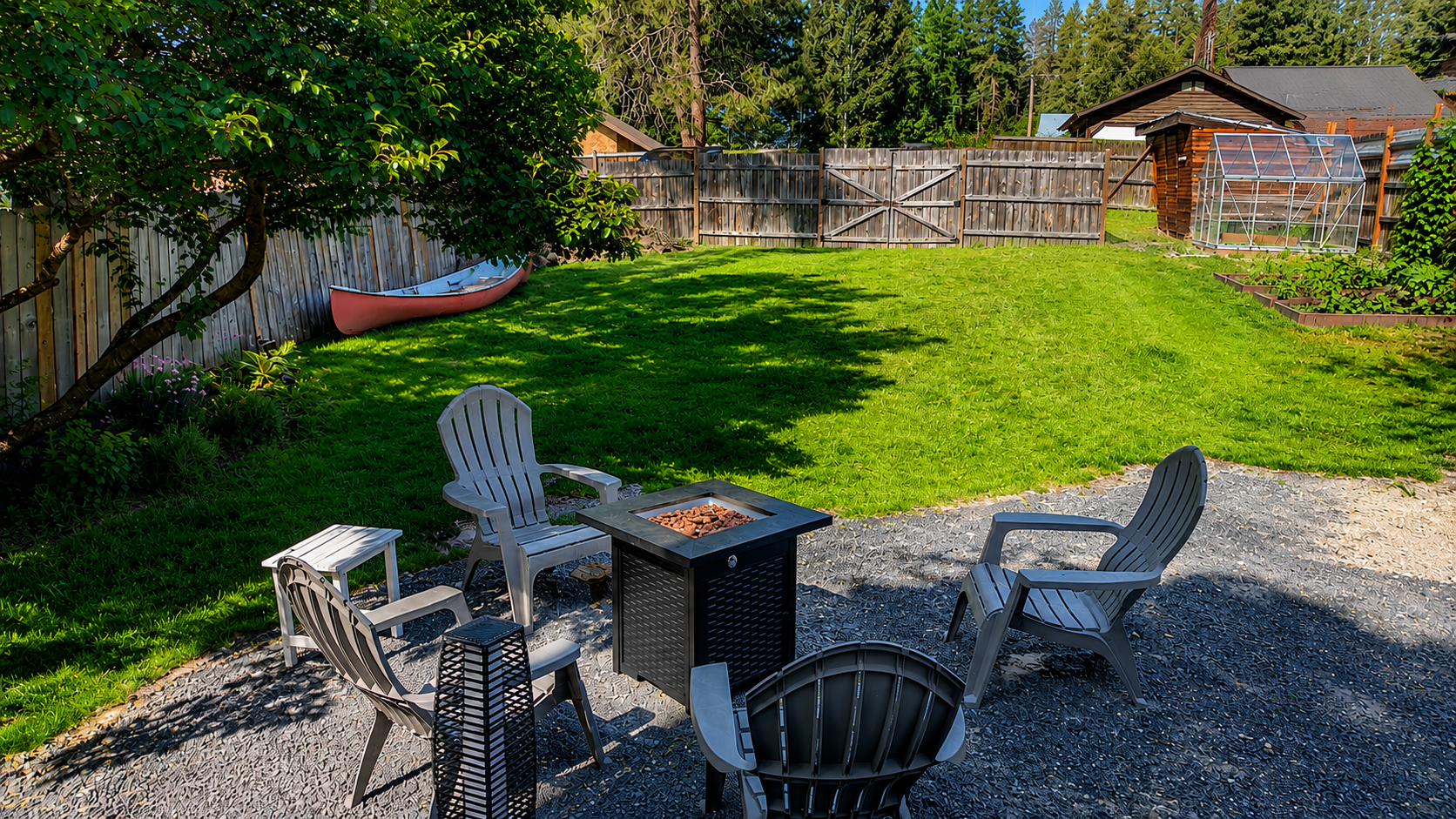 Fenced Yard with Fire Pit