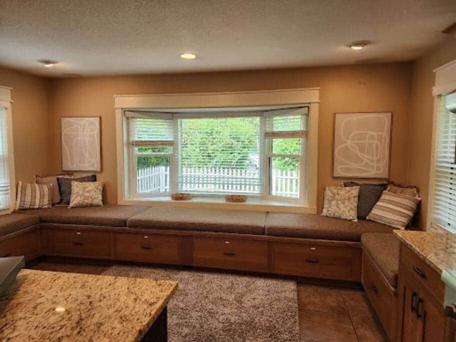 Window seat with toys below