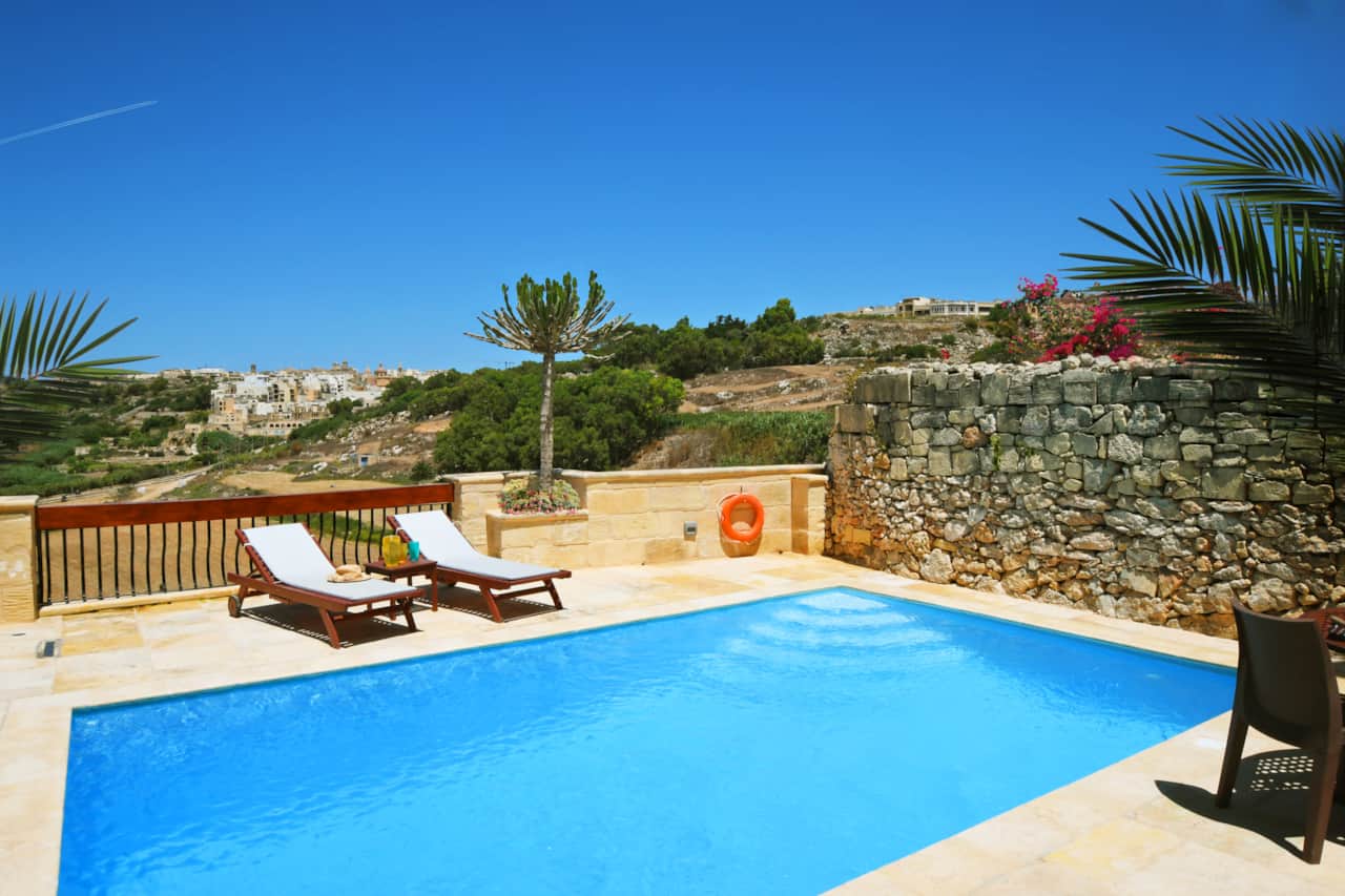 Your own pool with sun loungers & valley views